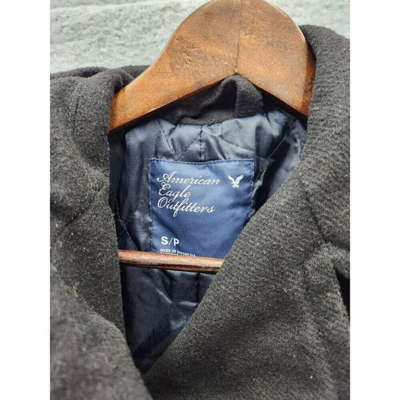 American Eagle Outfitters Womens Peacoat Jacket Size S Black & Gray Wool Blend - Picture 2 of 4